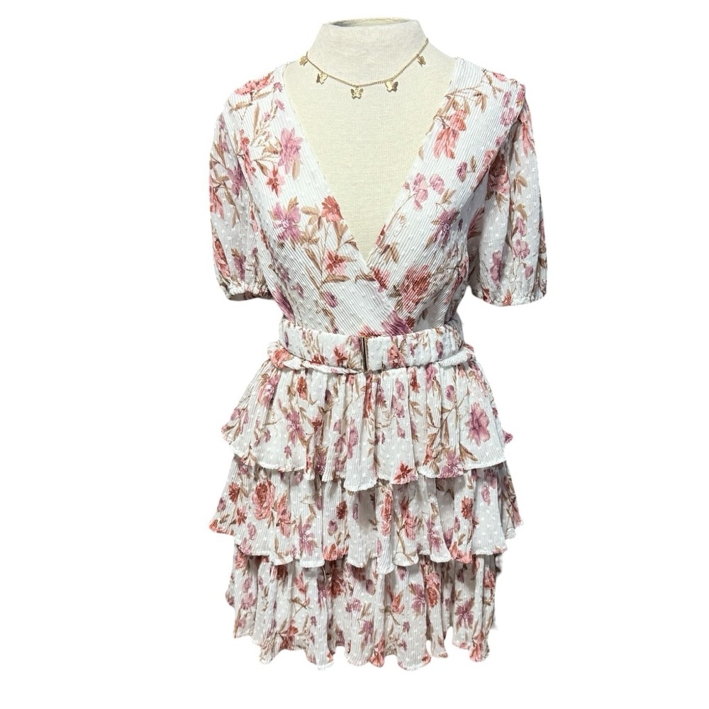 Vintage Dress Floral Lace Puff Sleeve Tea Party Fairy Cottage‎ Core size 7/8